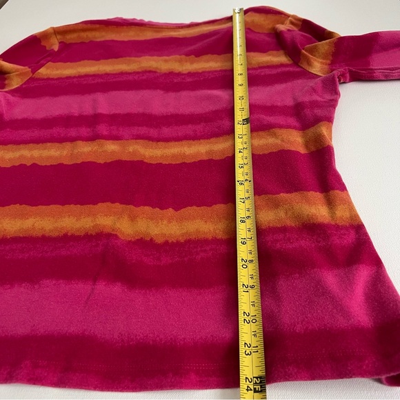 St. John’s Bay Striped 3/4 Sleeve Pink and Orange Women’s Shirt - L - Picture 4 of 5